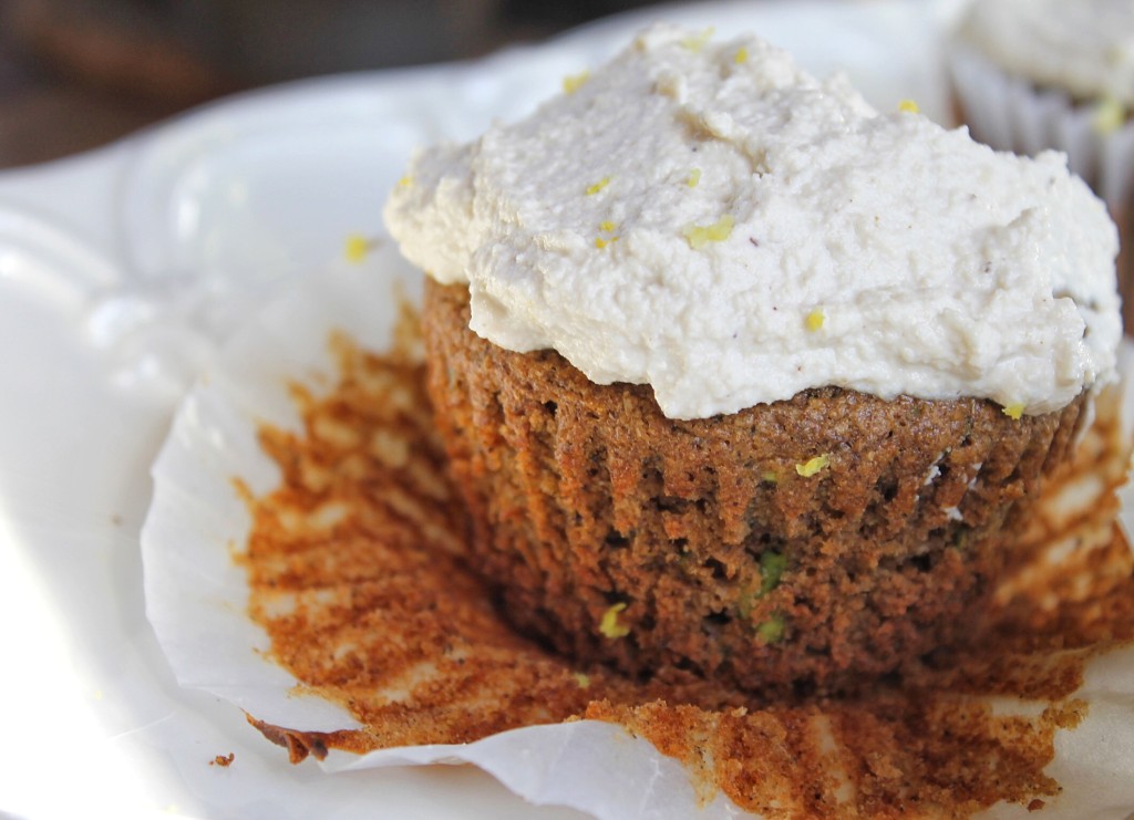Zucchini and Date Muffins with Cashew Ginger Frosting