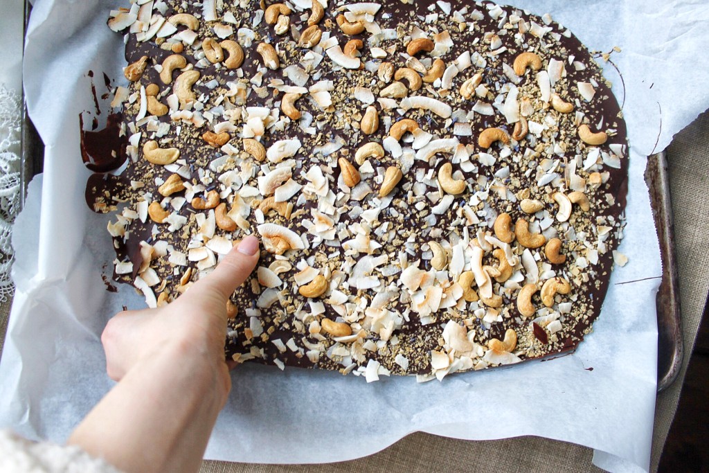 Lavender, Maple, and Coconut Salted Chocolate Bark